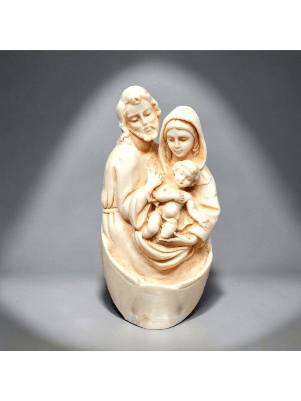 Vintage Holy Family Water Font Italy Madonna Child Joseph Nativity Religious Art